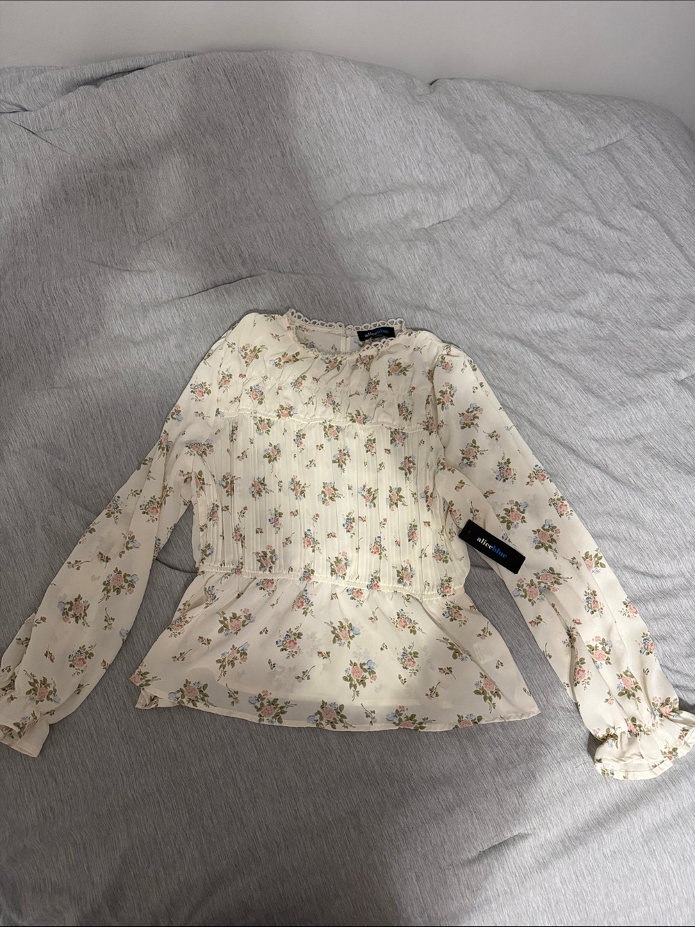 Alice Blue Cream Floral Ruffle Blouse